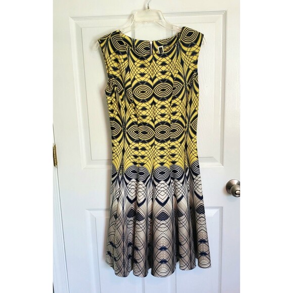 Julian Taylor Yellow Print Sleeveless Dress Size 8 - Picture 8 of 8